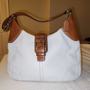 Authentic Coach Brown and White Leather HOBO Bag F11197
